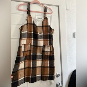 Gingham pattern overall dress